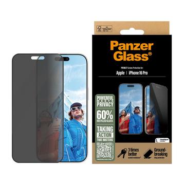 Protector de Pantalla PanzerGlass Ultra-Wide Fit Privacy EasyAligner para iPhone 16 Pro - Borde Negro