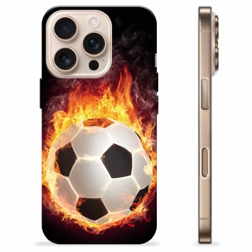 Funda de TPU para iPhone 16 Pro - Pelota de Fútbol en Llamas