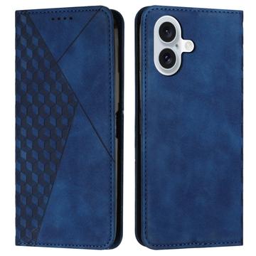 Funda de cartera con cierre magnético iPhone 16 Rhombus Pattern - Azul