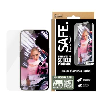 Protector de pantalla de vidrio templado PanzerGlass Safe Ultra-Wide Fit iPhone 16e/14/13/13 Pro - 9H - Transparente