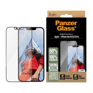 Protector de Pantalla - 9H - PanzerGlass Ultra-Wide Fit EasyAligner para iPhone 16e/14/13/13 Pro - Borde Negro