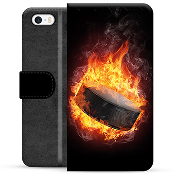 Funda Cartera Premium para iPhone 5/5S/SE - Hockey Sobre Hielo