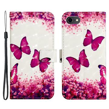 Funda Serie Wonder para iPhone 7/8/SE (2020)/SE (2022) - Estilo Cartera - Mariposas Rosas