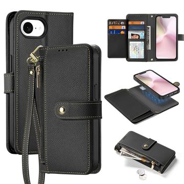 Funda de piel iPhone 16e Dux Ducis Lawa con tapa magnética - Negro