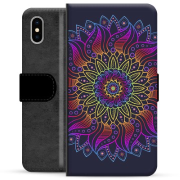 Funda Cartera Premium para iPhone X / iPhone XS - Mandala Colorida