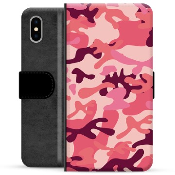 Funda Cartera Premium para iPhone X / iPhone XS - Camuflaje Rosa