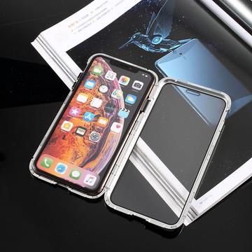 Carcasa Magnética con Cristal Templado para iPhone XS/X - Plateado