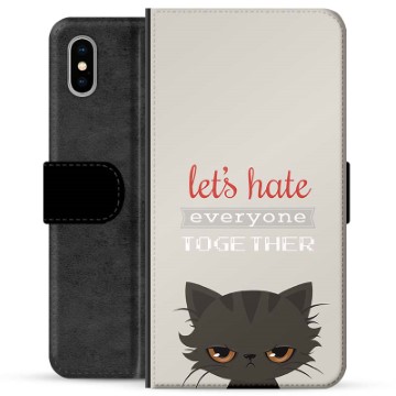 Funda Cartera Premium para iPhone X / iPhone XS - Gato Enfadado