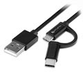 4smarts ComboCord Fabric MicroUSB & Type-C Cable - 1m - Black