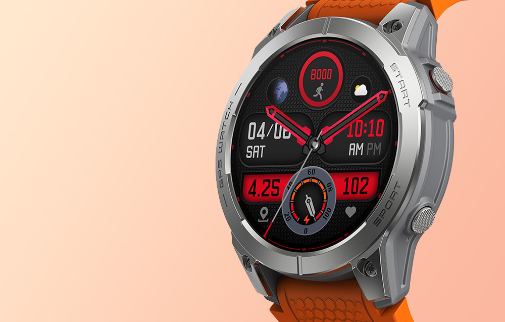 Zeblaze Stratos 3 Smartwatch c. GPS, Pantalla Ultra HD AMOLED - Naranja