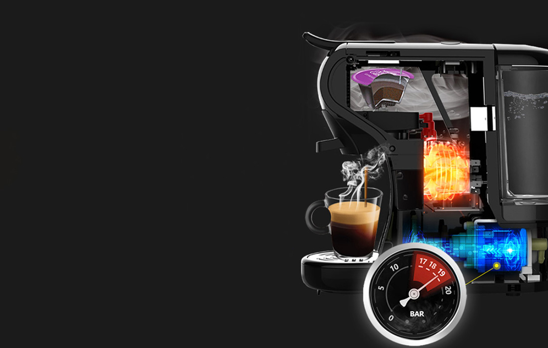 HiBREW H1A 1450W Cafetera de cápsulas 3 en 1